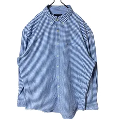 チェック ボタンダウン トミーヒルフィガー 2XL オーバーサイズ ブルー 青 シャツ レディース ユニセックス メンズ 古着 長袖