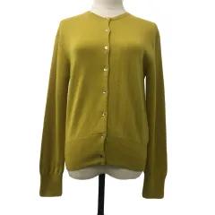 イエナ IENA カーディガン ニット クルーネック カシミヤ 無地 長袖 F 黄 マスタード イエロー