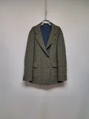 ウール100 チェック ハーフコート