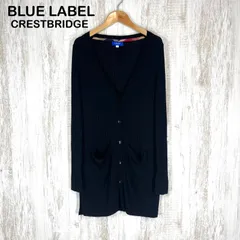 BLUE LABEL CRESTBRIDGE ブルーレーベルクレストブリッジ クレストブリッジ ロゴプレート リブニット Vネック 長袖 カーディガン ブラック