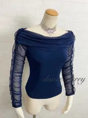 Lサイズ　社交ダンス　紺　ネイビー　トップス　レッスン　パーティ　シンプル　2011　ラテン