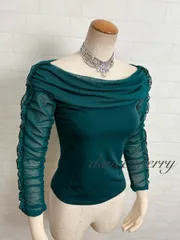 Lサイズ　社交ダンス　緑　トップス　レッスン　パーティ　シンプル　2011　ラテン