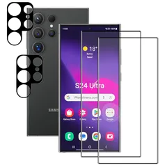 対応 Galaxy S24 Ultra 5G ガラスフィルム 指紋認証対応 【 2+2枚セット 国産旭硝子素材 】 Galaxy S24 Ultra フィルム (2枚) +レンズフィルム (2枚) ギャラクシーS24 Ultra 強化ガラス 保護フィルム レン