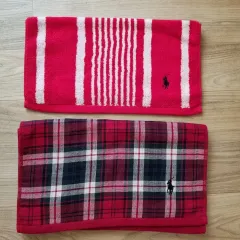 日本 ラルフローレン フェイスタオル ハンドタオル 2 犬 セット (赤)
