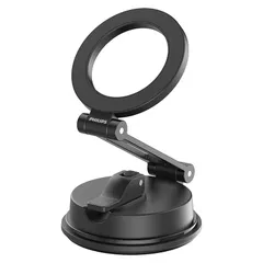 Philips (フィリップス) マグネット車載スマホホルダー magsafeホルダー 超強力吸着 真空吸盤 携帯ホルダー 多角度調整 360°回転な台座 車用ホルダー 折りたたみ式 片手操作 カー用品 全機種対応 DLK4131B 1