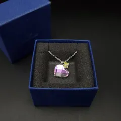 美品 SWAROVSKI スワロフスキー ネックレス ペンダント ハート 蝶 クリスタル 箱付き ピンク ギフト プレゼント 贈り物