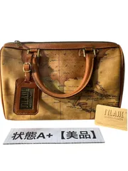 【美品】プリマクラッセ PRIMA CLASSE アルヴィエロマルティーニ ALVIERO MARTINI 地図柄 2WAY ショルダーバッグ ハンドバッグ ブラウン