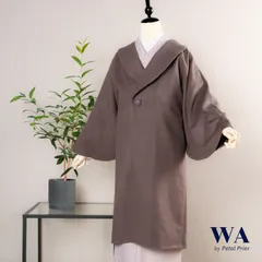 新品・未使用 着物コート【へちま衿・アッシュブラウン】カシミヤ混 着物 和装 防寒 冬用 日本製 フリーサイズ C-H-4