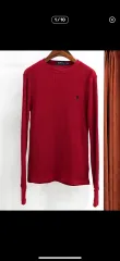 ポロラルフローレン レッド ワッフル 長袖 Tシャツ