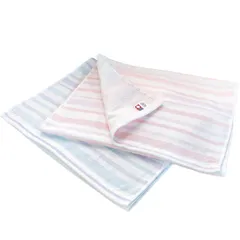 タオル 認定 ガーゼ&パイル フェイスタオル 2色セット パルフェ ガーゼタオル 日本製 綿100% 33×80cm ピンク ブルー