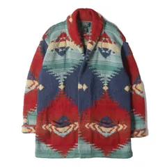 POLO Ralph Lauren ポロ ラルフローレン ガウン レッド ブルー ターコイズ サイズ:S | 90s ネイティブ柄 ハンドニット ショールカラー ボタンレス ガウン | LAUREN RALPH LAUREN | 90年代【中古】