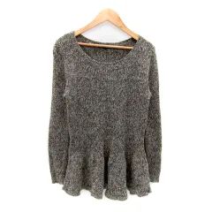 23区 オンワード樫山 ニット カットソー 長袖 ラウンドネック フレア 38 M ブラウン /SY32