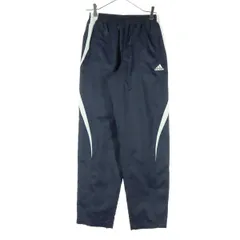 adidas アディダス ロゴプリント 中綿入り トラックパンツ 160 ネイビー キッズ 古着