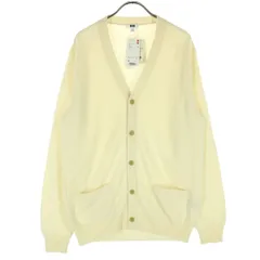 未使用 UNIQLO ユニクロ 長袖 Vネック ニットカーディガン L アイボリー メンズ 古着