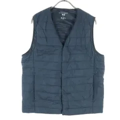 美品 UNIQLO ユニクロ WARM PADDED ノーカラー 中綿ベスト M ネイビー メンズ 古着