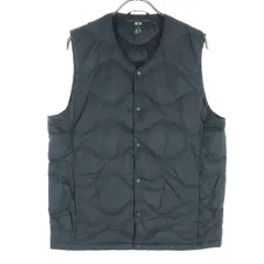 美品 UNIQLO ユニクロ ノーカラー ウルトラライト ダウンベスト M ブラック メンズ 古着