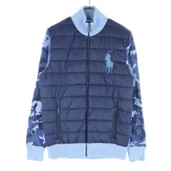 POLO RALPH LAUREN ポロラルフローレン ワンポイントロゴ 迷彩柄 長袖 ニットコンビ 中綿ジャケット 160 ネイビー キッズ 古着