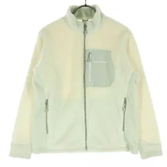 美品 mont-bell モンベル ワンポイントロゴ 長袖 フリースジャケット 150 ホワイト キッズ 古着