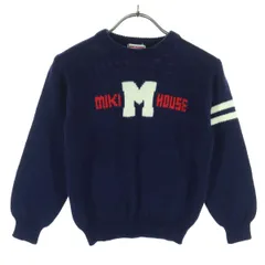 mikihouse ミキハウス ロゴ 長袖 ニット 120 ネイビー キッズ 古着