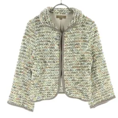 BALLSEY ボールジー 日本製 長袖 ジャガード ニットジャケット 38 ベージュ系 レディース 古着