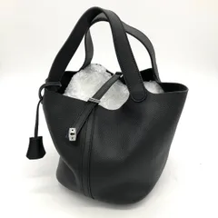 【美品】レザー 黒系 本革 バケツ型トートバッグ ハンドバッグ カジュアル