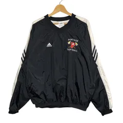 00's vintage 00年代 ヴィンテージ adidas アディダス PORTAGE SOFTBALL スリーライン チーム ロゴ プルオーバー ナイロンジャケット 企業ロゴ刺繍 オーバーサイズ Vネック THAILAND製 Lサイズ ブラック