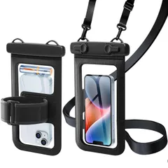 【首掛け式・腕付け両用】 スマホ 防水ケース IPX8認定 携帯 ケース 完全防水 大きめ 指紋認証/顔認証 pvc製です iPhone/Android 8.5インチ以下全機種対応 温泉 海水浴 水泳 ダイビング 水中撮影 8.5インチ （ブラック）