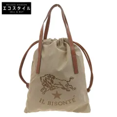 IL BISONTE イルビゾンテ 美品 トートバッグ レディース レザー キャンバス ブラウン