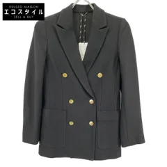 ANAYI アナイ ﾌﾞﾗｯｸ ｺｯﾄﾝ混 金釦 ﾛﾝｸﾞｼﾞｬｹｯﾄ 36