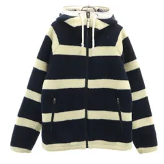 HELLY HANSEN ヘリーハンセン ボーダー柄 ボア フリースジャケット L ネイビー メンズ 古着