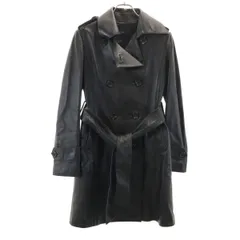 MICHEL KLEIN ミッシェルクラン 羊革 レザー トレンチコート 40 ブラック レディース 古着