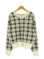 スタディオクリップ Studio Clip カーディガン ニット クルーネック 前開き 長袖 チェック柄 2way ブラック ホワイト M QQQ