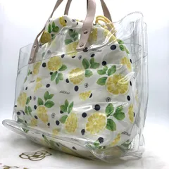 【美品】クレイサス CLATHAS  クリアバッグ レモン柄 巾着付 PVC トートバッグ