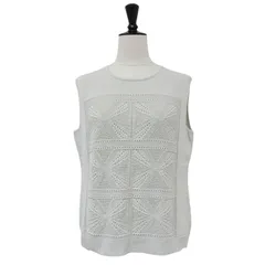 美品 theory luxe セオリー リュクス ニット コットン 24春夏 ライトグレー 40(L) クロッシェ編み ノースリーブ トップス プルオーバー きれいめ カジュアル 上品【レディース】