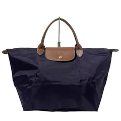 LONGCHAMP(ロンシャン) ハンドバッグ ル・プリアージュオリジナル パープル×ダークブラウン 折りたたみ レザー