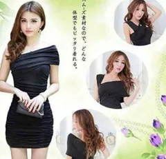 【黒】キャバ服 クラブ ドレス キャバ セクシー プリーツ ナイト ワンピース