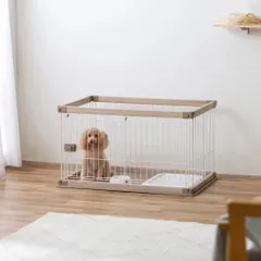 ♪［アイリスオーヤマ］ ペット用 ウッディ サークル ［幅97.5cm］　　　　ペットハウス ケージ 子犬 猫 ねこ ネ｜在庫あり