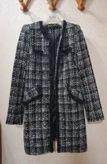 ツイード ブラック ロング ジャケット フリーサイズ