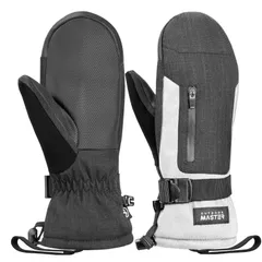 保温 防風 紛失防止 厚手 スキー手袋 防寒グローブ カードポーチ付き スマホ対応 滑り止め加工 スノーグローブ スキーグローブ 調整ベルト付き 防水 防寒手袋 レディース メンズ グローブ スノーボード [OutdoorMaster]