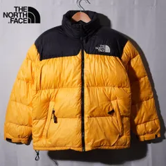 ノースフェイス THE NORTH FACE ヌプシ ダウンジャケット L 相当 表記 M イエロー×ブラック 700フィル バルトロカラー ロゴ刺繍 テック系 オーバーサイズ 古着 Z243