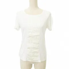 オールドイングランド OLD ENGLAND プリーツ切替 半袖 カットソー Tシャツ トップス 日本製 36 約Sサイズ 白 ホワイト ■YHS4のサムネイル