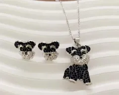 【再入荷しました】3個セット かわいいシュナウザー ピアス ネックレス
