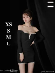 ブラック[GL4166-BE-2512] 【ROBE de FLEURS Glossy/ローブドフルール グロッシー】 【Glossy/グロッシー】 長袖/ パイピング/ オフショル/ ロングスリーブ/ タイト/ ミニドレス/ キャバドレス[