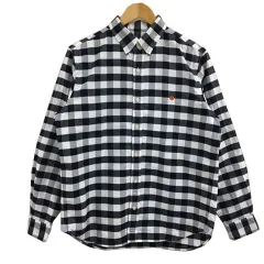 ビームスハート BEAMS HEART シャツ カジュアル ボタンダウン ギンガムチェック 長袖 L 黒 白 ブラック ホワイト