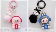 ラブブ ぬいぐるみキーホルダー 2点セット コーラ モコモコポンポン付き LABUBU
