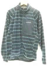 【中古】 mont bell メンズフリースジャケット M クリマプラス100 プリントジャケット mont bell M 紺 ネイビー 総柄