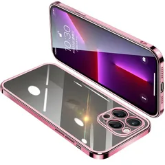 ONETIAOLONG に適合するiPhone13 Pro 用のケース クリア アイフォン13Pro 用のカバー 透明 スマホケース 全面保護 耐衝撃 軽量 メッキ加工 TPU 薄型 ストラップホール付き 滑り止め 落下防止（ローズゴールド）