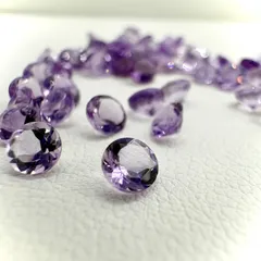 選べる産地《宝石質 アメジスト》ラウンドファセットカット ルース 4mm【４粒セット】天然石/ネイルアート/ジュエリー素材