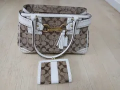 コーチ シグネチャー ショルダーバッグ トートバッグ ブラウン アイボリー