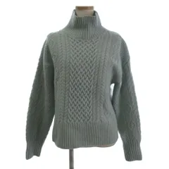 グリーンレーベルリラクシング ユナイテッドアローズ green label relaxing × Hamilton Lambswool セーター ニット 長袖 ケーブル ハイネック ウール 緑系 グリーン系 ■FF